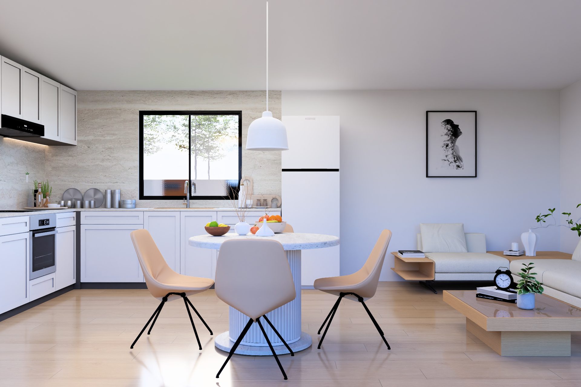 Open-plan kitchen & living